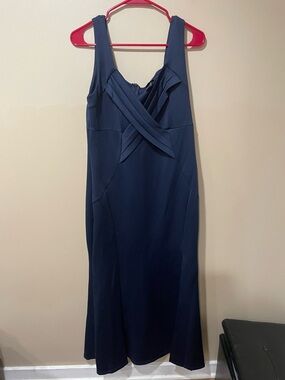 Elegant Navy Maxi Dress with Cross-Front Bodice